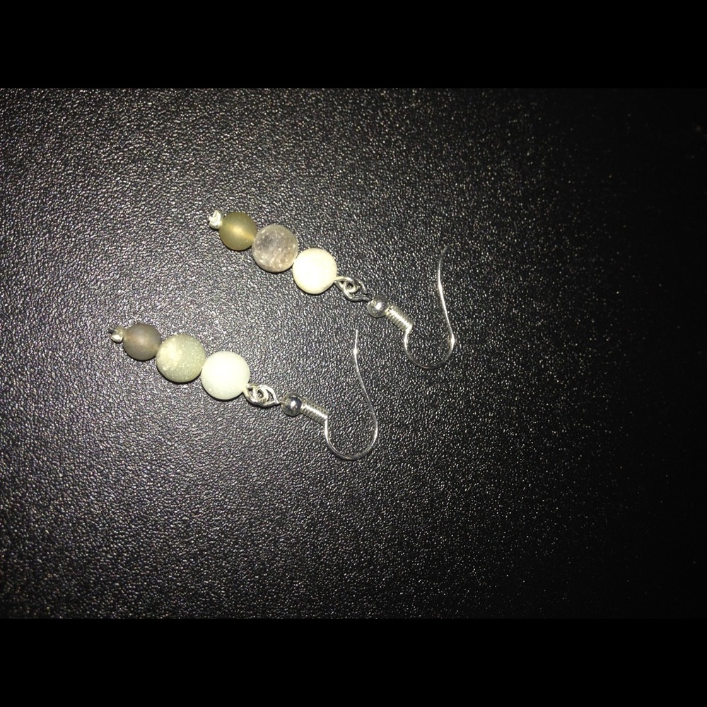 2 Pairs of Stone Bead Earrings Handmade
